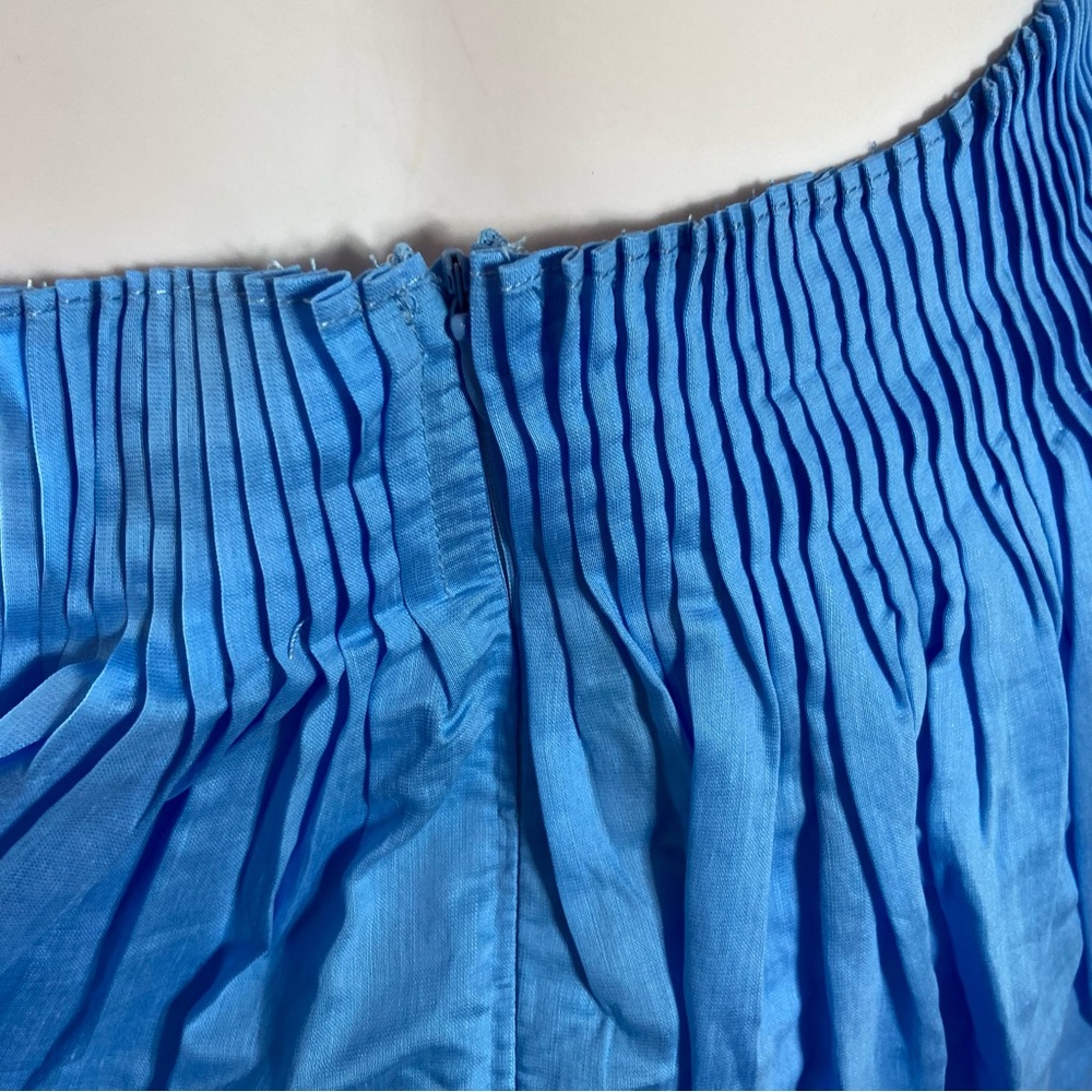 New nwt Hyacinth House Azure Blue Shirred Shirley Strapless Blouse Tube Top L - Picture 9 of 11